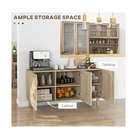 Slickblue Natural Wood Kitchen Storage Cabinet and Garage Cabinets for Versatile Organization and Stylish Design