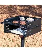 Pilot Rock H-16 B6X2 Park Style Steel Outdoor Bbq Charcoal Grill and Post, Black