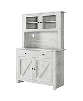 gaomon Kitchen Pantry Cabinet with Microwave Stand, Freestanding Hutch Cabinet with Buffet Cupboard,Grey