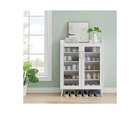 gaomon 5-Tier Entryway Shoe Storage Cabinet with Glass Doors, Shoe Cabinet with Adjustable Shelves, Shoe Storage Organizer for Hallway, Closet, Living