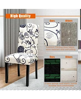 Gymax Set of 2 Tufted Dining Chair Upholstered Nailhead Trim Rubber Wooden Leg