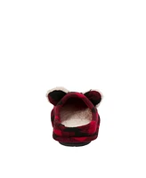 Dearfoams Kids Buffalo Check Lil Bear Clog Slipper