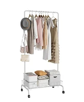 gaomon Garment Rack, Clothes Rack Standard Rod, Simple Rolling Metal Garment Rack