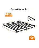 gaomon 6 Inch Metal Platform Bed Frame With Steel Slat Support, Mattress Foundation And No Box Spring Needed