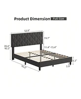 gaomon Bed Frame With Headboard Upholstered Bed Frame, Heavy-Duty Platform Bed Frame With Strong Wood Slats, Upholstered Mattress Foundation No Box Sp