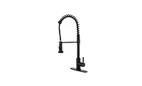 Slickblue Matte Black Commercial Kitchen Faucet with Solid Brass Construction, Single Handle and Pull-Down Sprayer with Spring Design