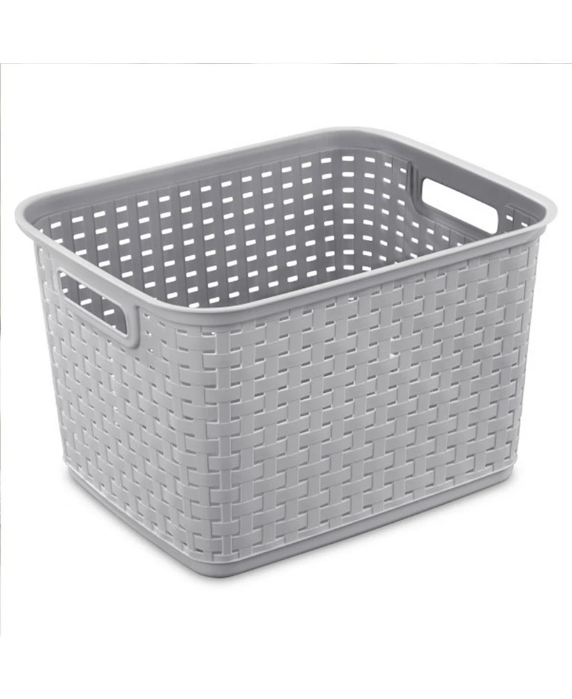 Sterilite Tall Wicker Weave Plastic Laundry Hamper Storage Basket, Gray (6 Pack)