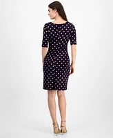 Connected Women's Cowlneck Polka-Dot Sheath Dress