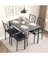 gaomon Dining Table Set for 4, Kitchen Table and Chairs, Dining Room Table Set with 4 Upholstered Chairs,Kitchen Table Set,Grey