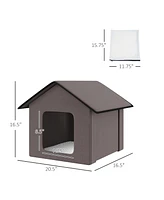 Pawhut Outdoor Heated Cat House, Warm Insulated Feral Cat Shelter Indoor