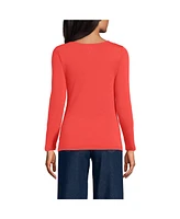 Lands' End Women's Long Sleeve Lightweight Tie Front Top