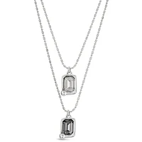 UNOde50 Sterling Silver Charms Necklace with Faceted Crystal