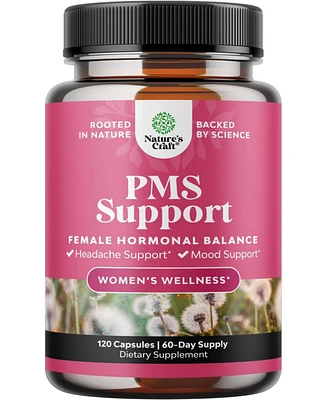 Nature's Craft Herbal Pms Support Capsules for Women, Pms Relief for Energy, Mood, Period Cramps, Bloating Relief, Menstrual Hormonal Balance, Nature'