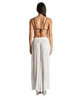 La Moda Clothing Women's Eyelet Wide Leg Pants