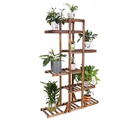 Unho 6-Tiered Wood Plant Stand Flower Pot Rack Bonsai Display Bench Patio Shelf Porch