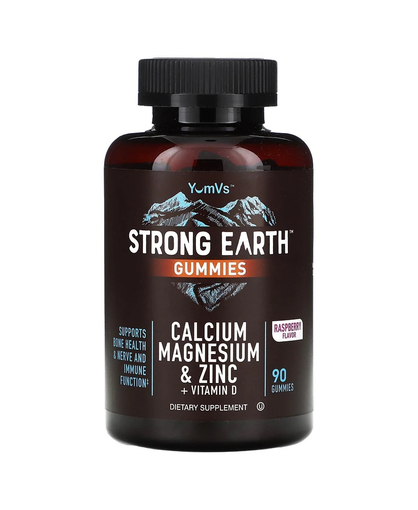 YumVs Strong Earth Gummies Calcium Magnesium & Zinc + Vitamin D Raspberry