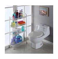 Slickblue Honeycomb Mesh Style 4-Layer Removable Storage Cart in Ivory White for Flexible and Stylish Organization