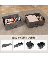 Gymax 2PCS 2 Drawer Dresser Fabric Storage Organizer Nightstand Bedside Sofa Table