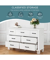 gaomon Dresser for Bedroom, 7 Drawers Modern Wood Dresser, 51" Wide Chest of Drawers Closet, Wooden Dresser Organizer ,White