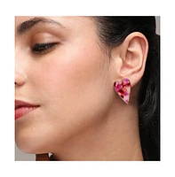 Sohi Women's Marble Heart Stud Earrings
