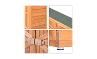Slickblue Outdoor Fir Wooden Garden Shed with Double Doors and Lockers, Vibrant Orange Red Storage Cabinet Unit