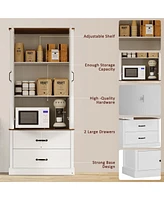 gaomon Kitchen Cabinet with Drawers and Door Cabinets, High Pantry Cabinets for Kitchen, Dining Room, Living Room