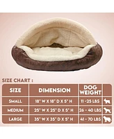 Details Pet Cave Bed for Small Dogs Cats Deep Dish Calming Hooded Dog Bed Dome for Pets