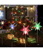 Maggift 4-Pack Solar Christmas Snowflakes Garden Stake Lights Outdoor Decorative Figurine Lights