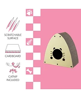 The Licker Store Koko 19" Modern Cardboard Triangle Cat Cave Scratcher with Catnip