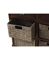 Slickblue Stylish Storage Cabinet with Drawers & Rattan Baskets Ideal for Dining Room Organization