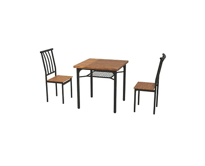 gaomon Dining Table Set, 3 Piece Dining Table Set for 2, Square Kitchen Table Set with 2 Chairs, Dining Table Set with Wine Rack for Small Space, Apar