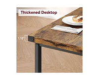 gaomon Dining Table Set for 4, Kitchen Table with 2 Metal Wood Benches, Rectangular Room Dining Table Set