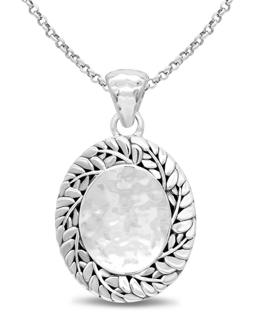 Devata Hammer on Rimba Pendant with Rolo Chain Necklace in Sterling Silver, adjustable length 16,17,18 in