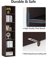 Tribesigns 70.9 Inch Tall Narrow Bookcase with Storage, 6 Tier Cube Display Shelves for Home Office