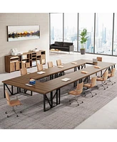 Tribesigns 13FT Conference Room Table for 10-14 People, Wood Long Training Table with Heavy-Duty Frame, Business Table for Office, 2PCS