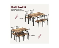 gaomon Kitchen Dining Room Table Set for 4 with Chairs, Dining Table with Chairs, 5 Piece Dining Table Set, Rustic Brown