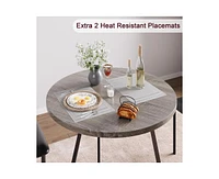 gaomon Round Dining Table Set for 2, Modern Kitchen Table Chairs Set of 2,Small Dining Room Table Set with 2 Upholstered Chairs