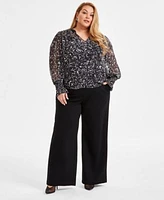 I.N.C. International Concepts Plus Size Femme Blouse Wide Leg Ponte Knit Pants Exclusively At Macys