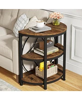 Tribesigns Half Circle Side & End Table with Storage Shelf & Metal Frame, 26-Inch Tall Half Moon Table, Narrow Nightstand