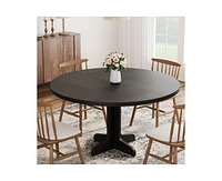 gaomon Round Dining Table for 4-6 People, 47 Inch Farmhouse Kitchen Table with Wooden Tabletop and Stable Base, Circle Dinning Room Table for Home Din