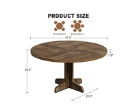 gaomon Round Dining Table for 4-6 People, 47 Inch Farmhouse Kitchen Table with Wooden Tabletop and Stable Base