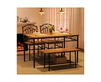 gaomon Dining Table Set for 4,Kitchen Table with Chairs Set of 4,Kitchen Table Set with 2 Chairs and Bench,4 Piece Dining Room Table Set for Small Spa