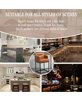 Set of 2 Modern Faux Leather Counter Bar Stools with Backrest, Upholstered for Kitchen Island-The Pop Home