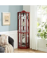 Slickblue Lighted Glass Corner Cabinet Elegant Curio Display for Showcasing Collectibles