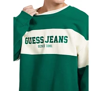 Guess Jeans Men's Stripe Crewneck Logo Sweatshirt