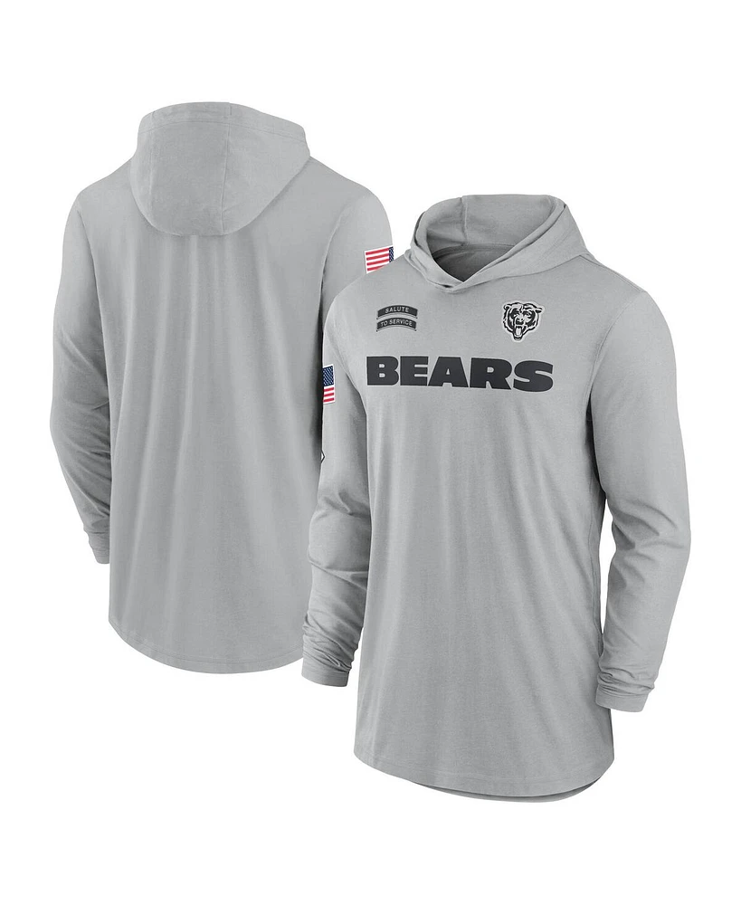 Nike Men's Gray Chicago Bears 2024 Salute to Service Lightweight Performance Long Sleeve Hooded T-Shirt