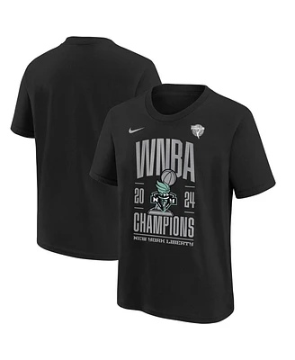 Nike Big Boys and Girls Black New York Liberty 2024 Wnba Finals Champions Locker Room T-Shirt