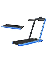 Hongge 2.25HP 2 in 1 Folding Treadmill with App Speaker Remote Control-Navy