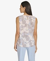 Calvin Klein Women's Printed Crewneck Sleeveless Blouse