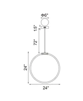 Cwi Lighting 24" Metal Hoops 1 Light Led Chandelier